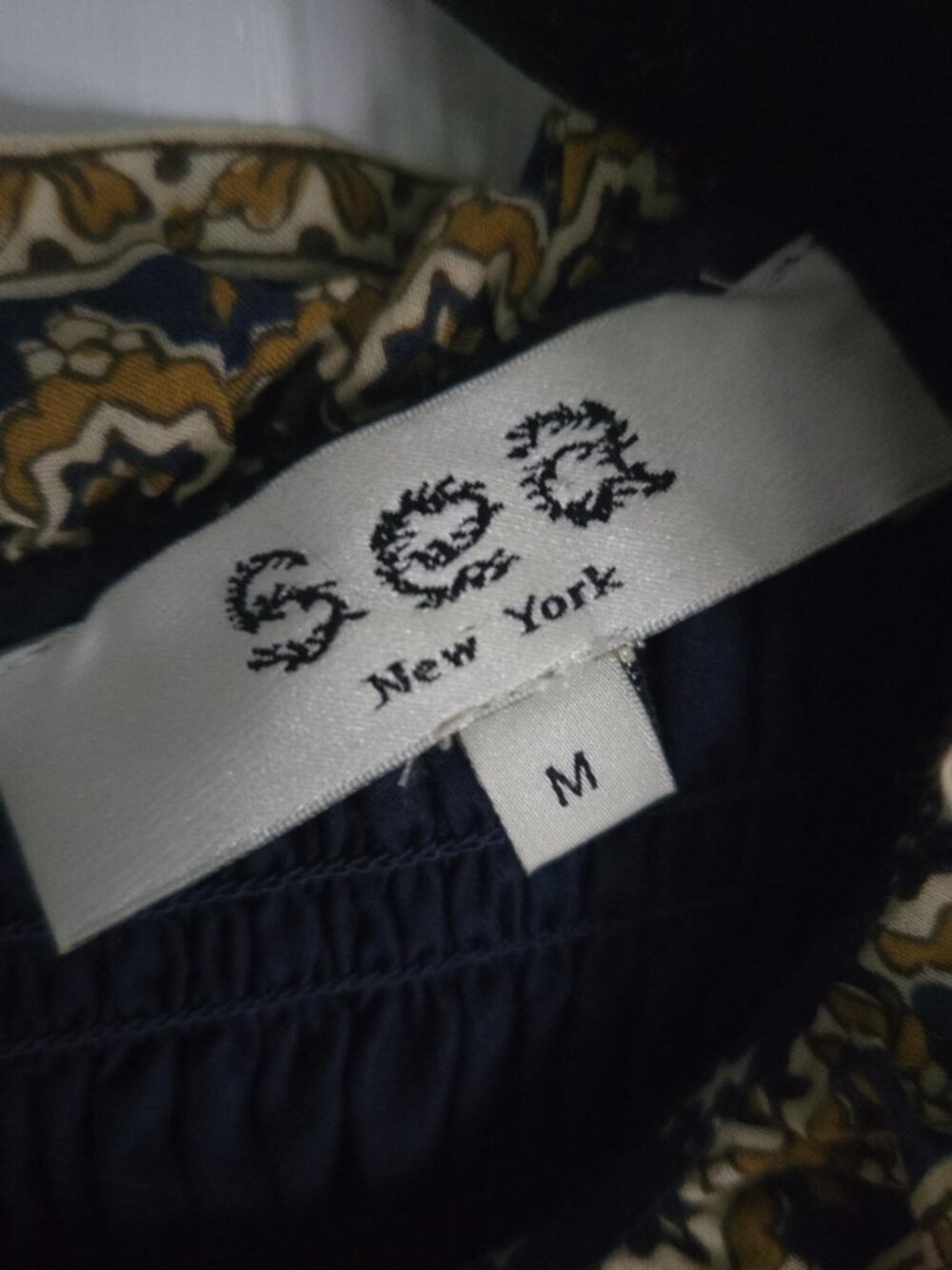 Sea New York Arlita Print Puff Sleeve Top in navy blue sz M - Picture 8 of 8
